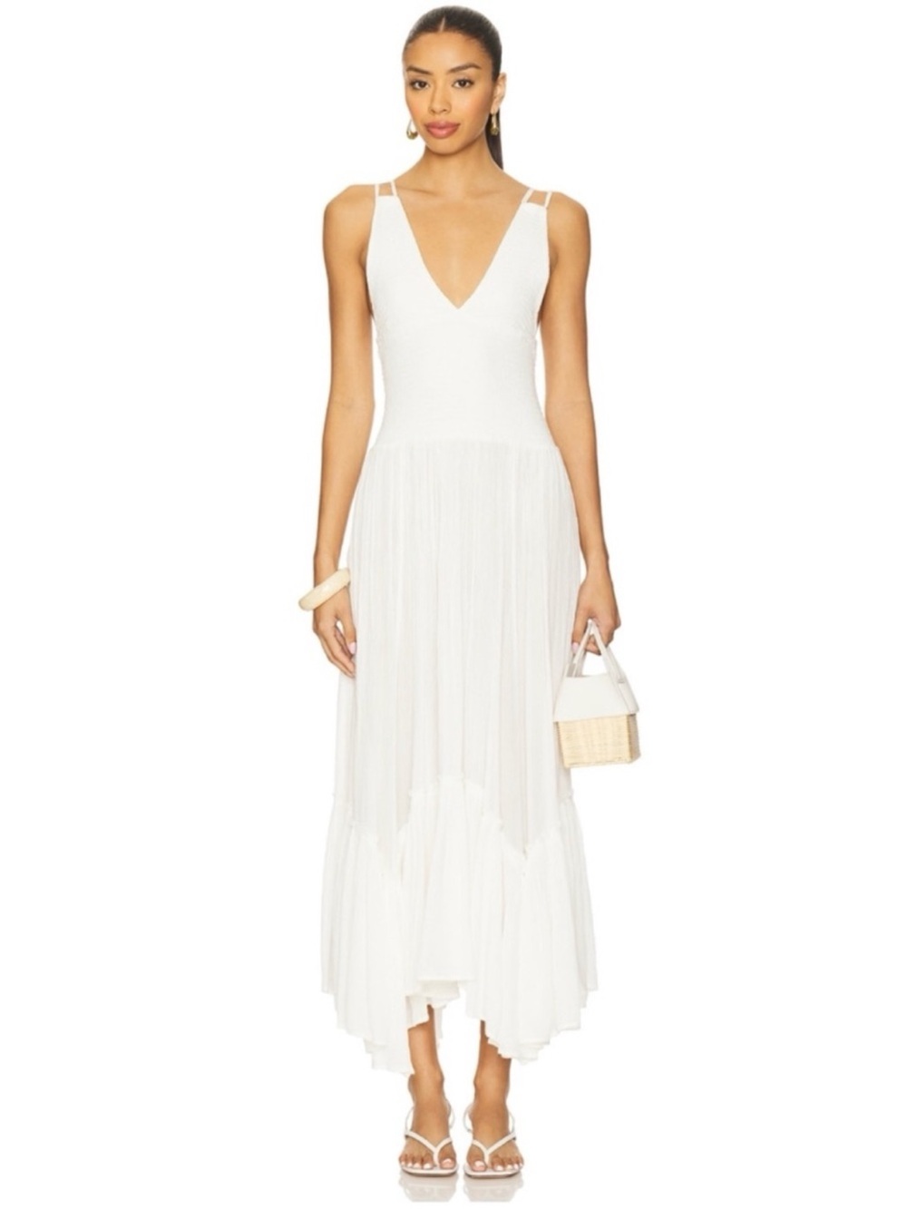 New Free People Fun In The Sun Maxi Dress White Medium